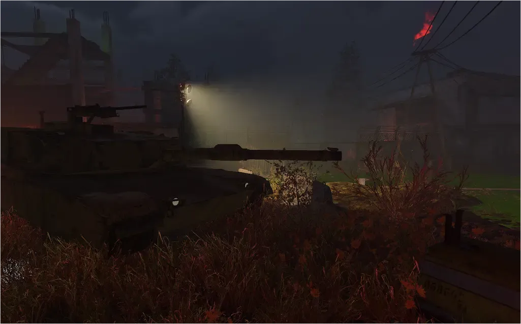 TFZP: Abandoned tank under a searchlight