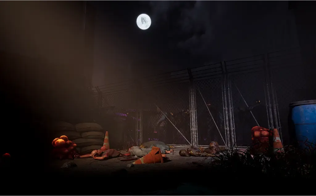 TFZP: Sandbag barricade under moonlight