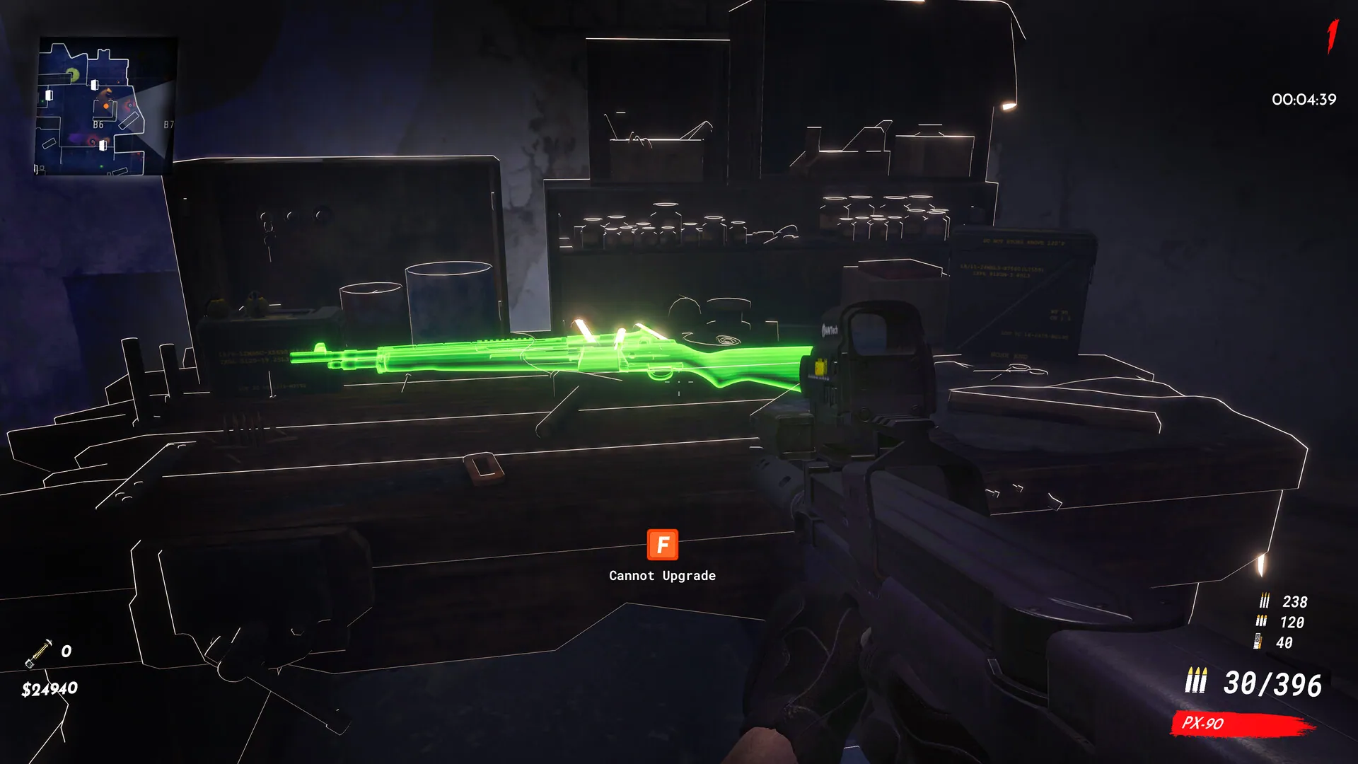 The TFZP weapon upgrade bench with a highlighted rifle
